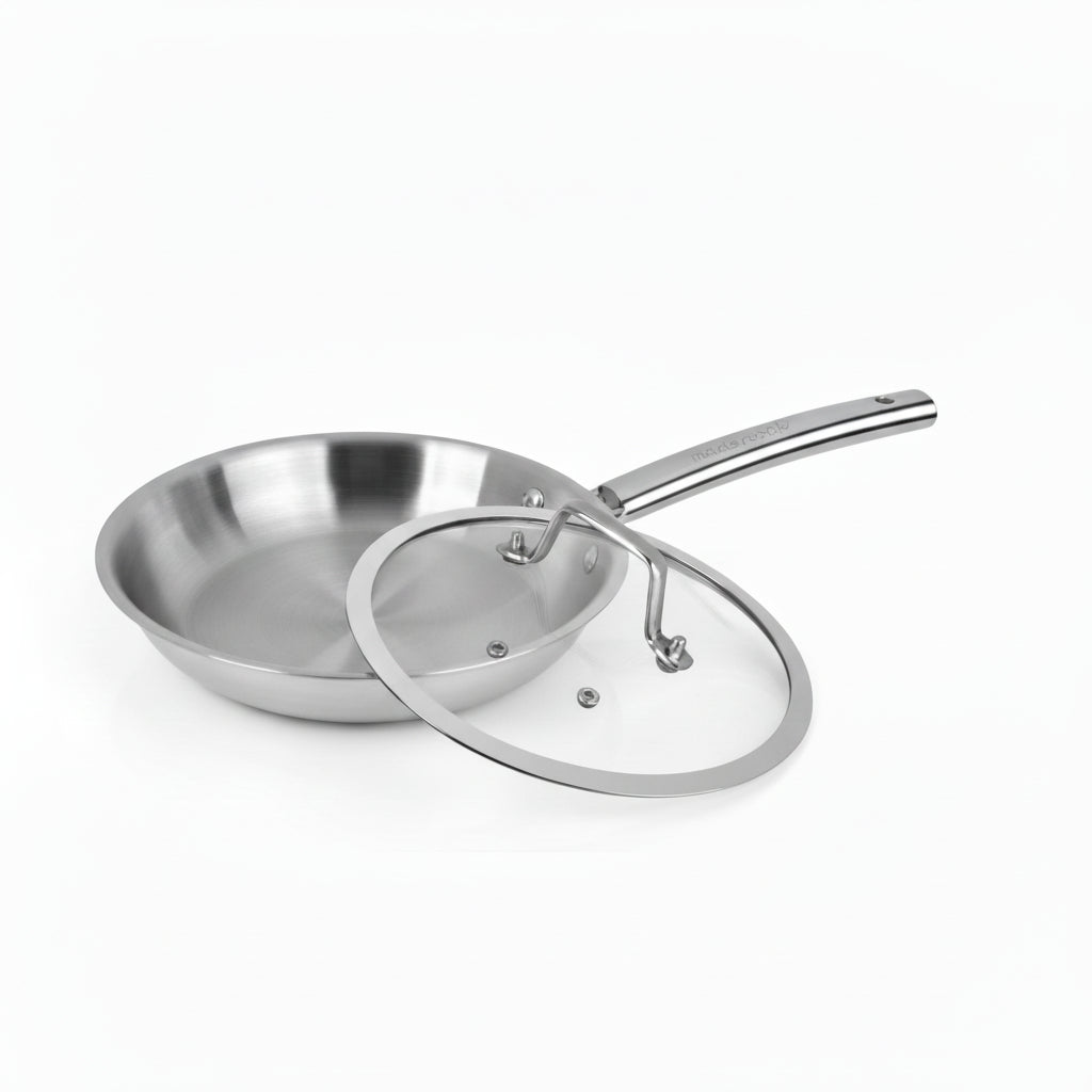 Mastercook Triply Stainless Steel Frypan with Lid 22cm