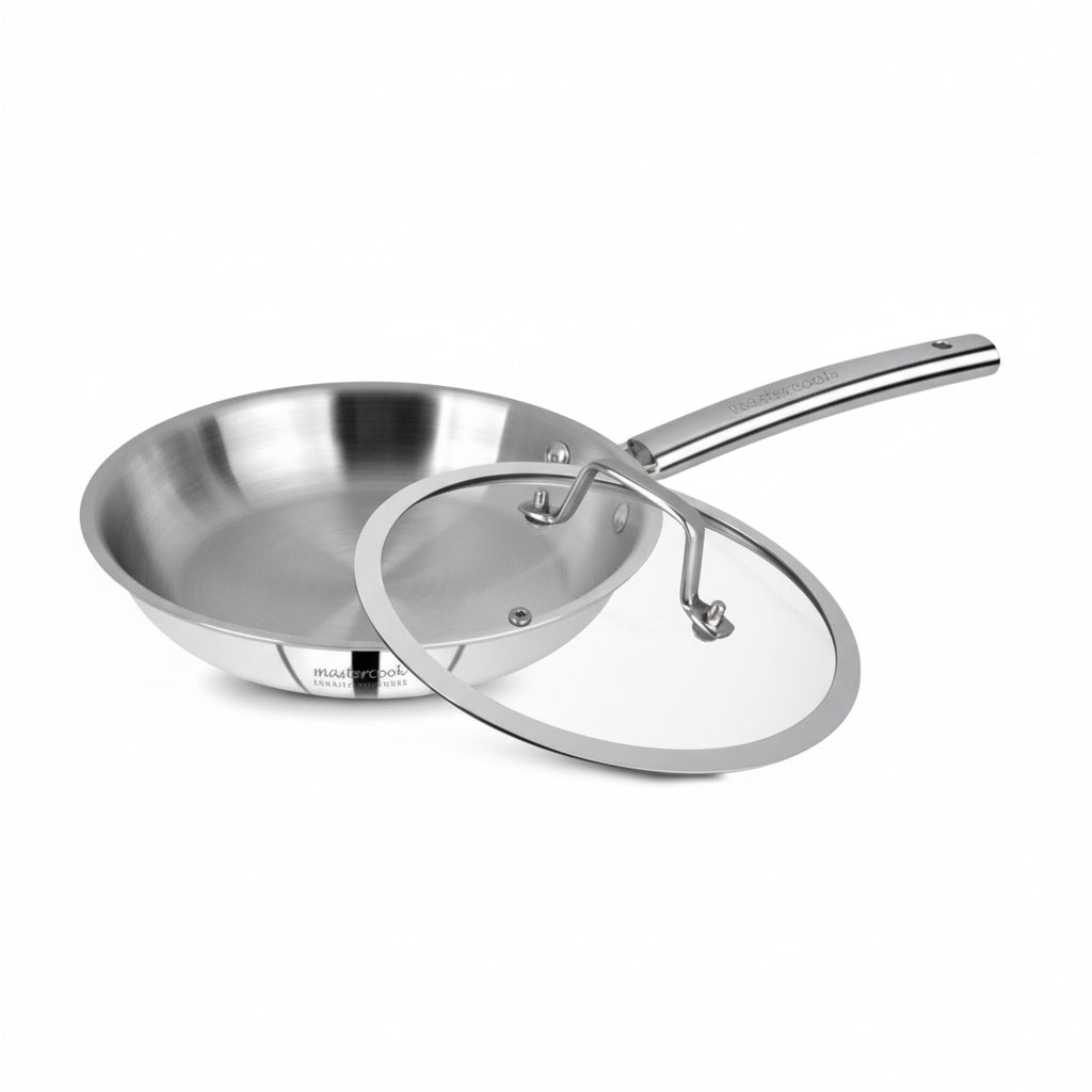 Triply Stainless Steel Fry Pan with Lid 24cm