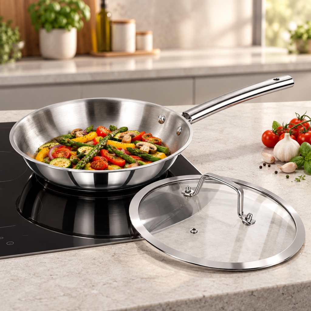 Mastercook Triply 26cm Stainless Steel Frypan with Lid