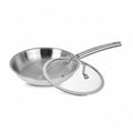 Mastercook 28cm Stainless Steel Frypan With Glass Lid