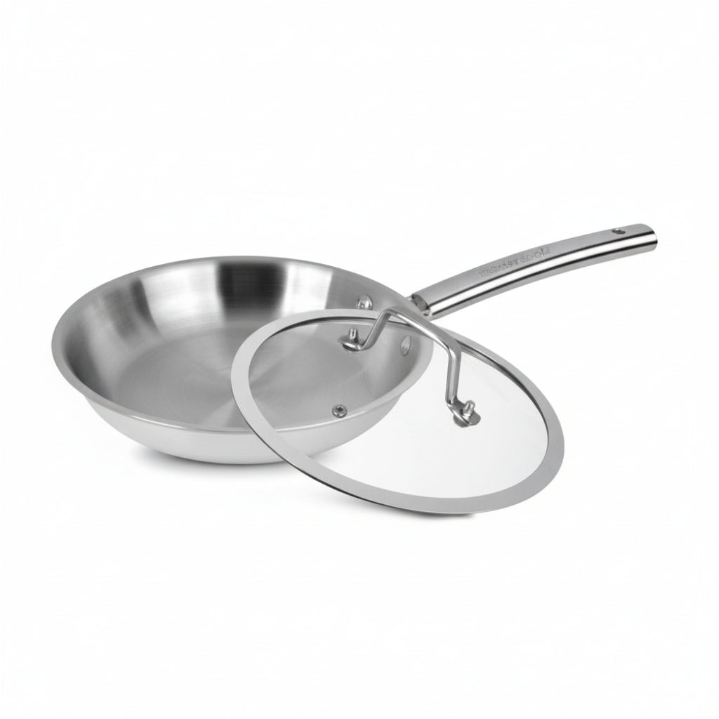 Mastercook 28cm Stainless Steel Frypan With Glass Lid