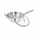 Mastercook Triply Stainless Steel Wok with Glass Lid 26cm