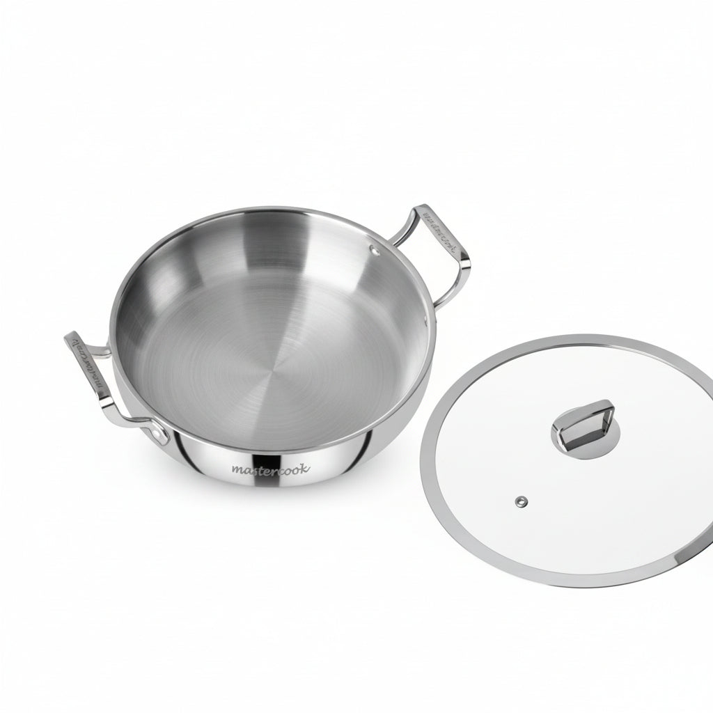 Mastercook 32cm Triply Stainless Steel Biryani Pot Glass Lid Gas Induction Hob