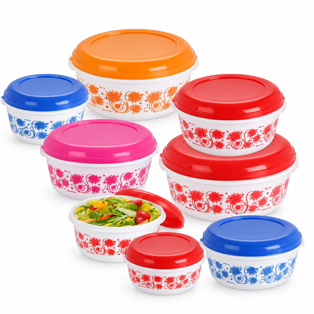 7-Piece Round Food Storage Container Set with Lids, BPA-Free Plastic
