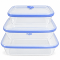 3 Piece Rectangular Food Storage Container Set 1.1L, 2.2L & 3.8L