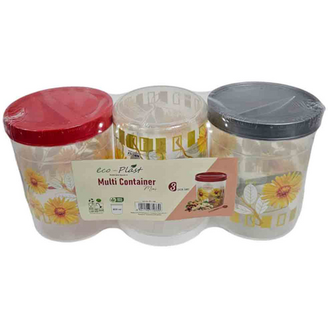 Tall Multi Container 500ml 3 Pieces Set with Spoons