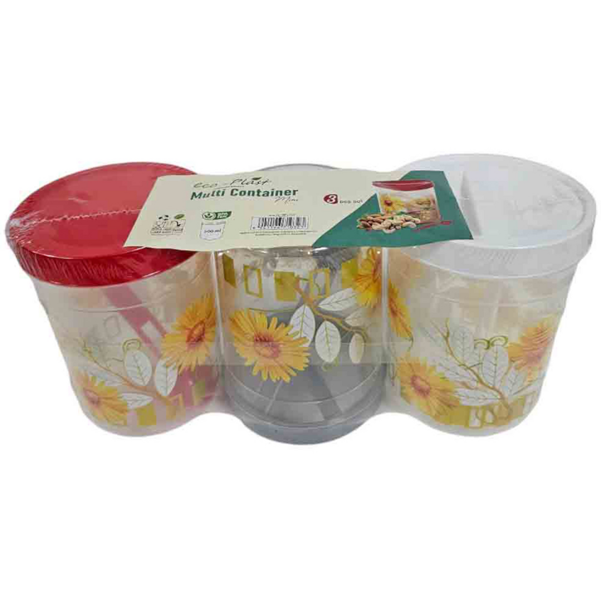 Tall Multi Container 850ml 3 Pieces Set with Spoons
