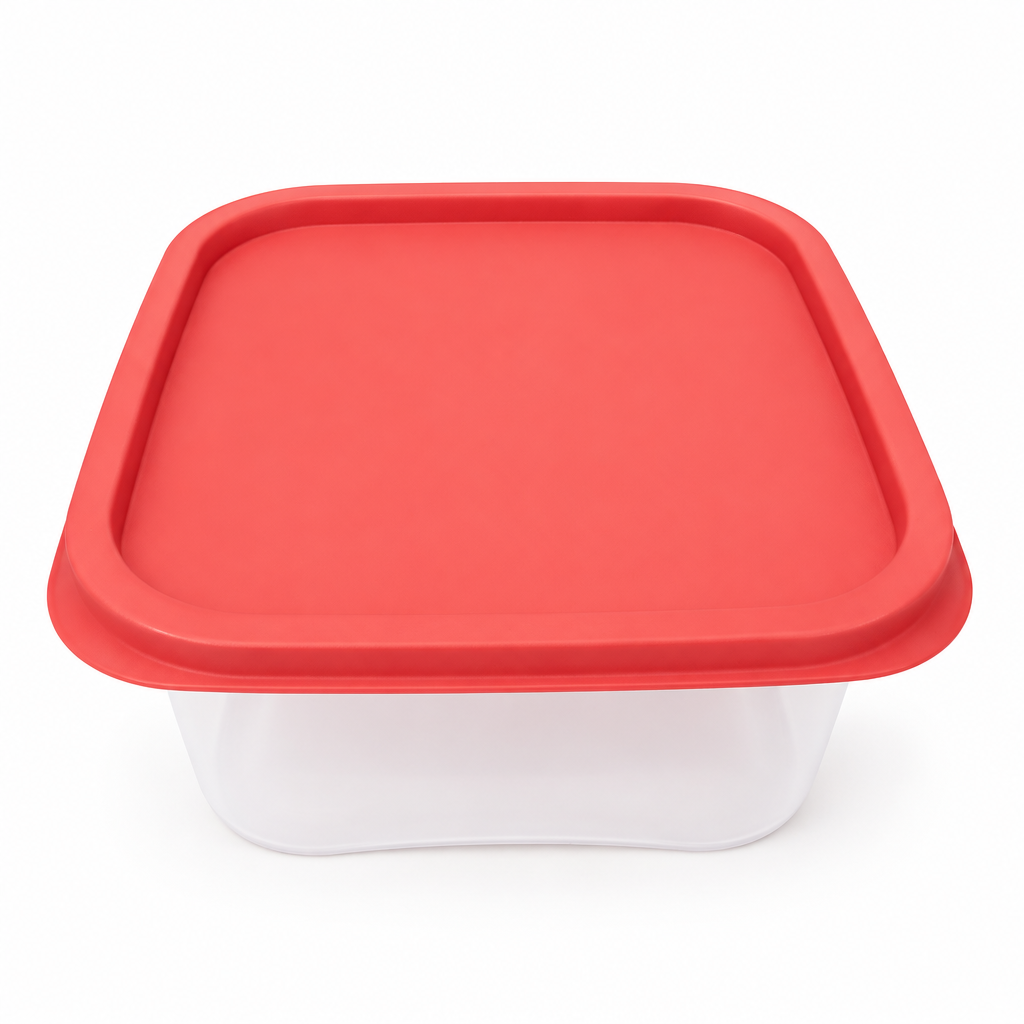 Rectangular Food Storage Container with Red Lid 3.8L
