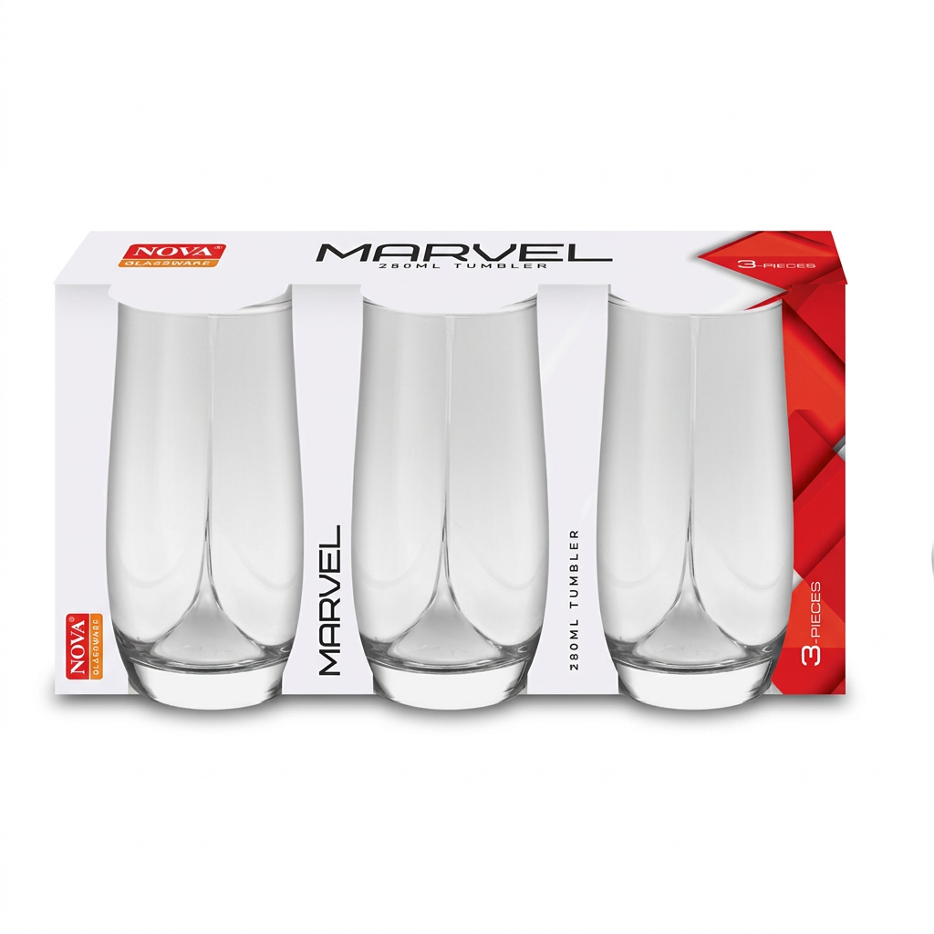 Clear Glass Tumblers 280ml Set of 3