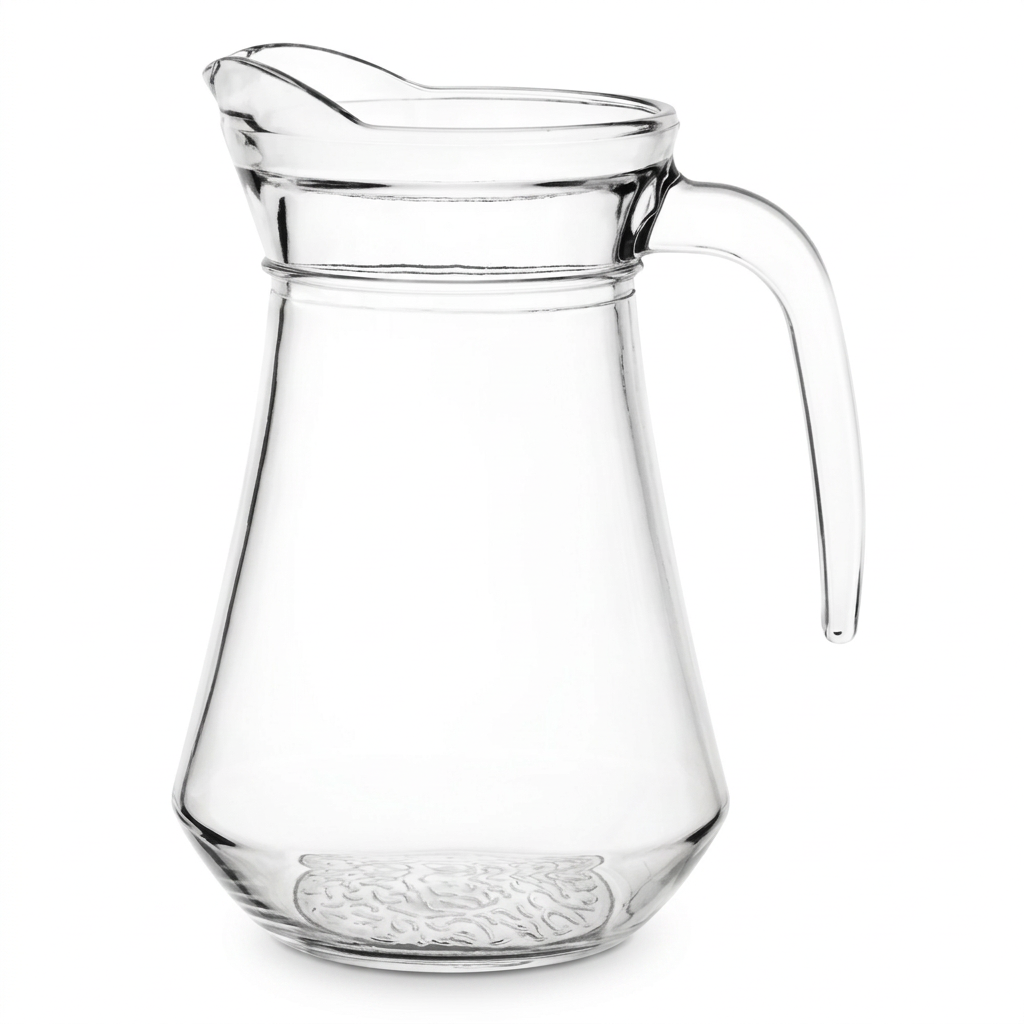 Clear Glass Jug 1 Litre with Handle and Pouring Spout