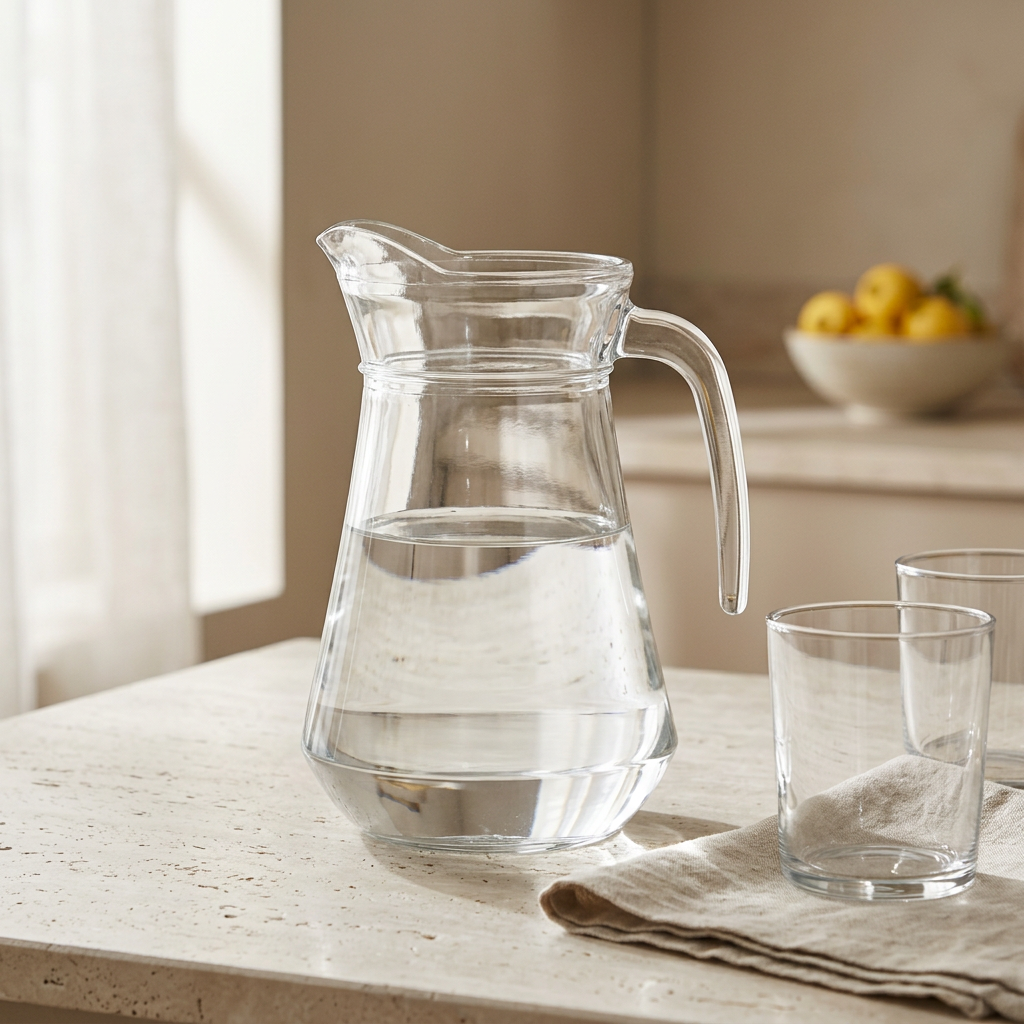 Clear Glass Jug 1 Litre with Handle and Pouring Spout