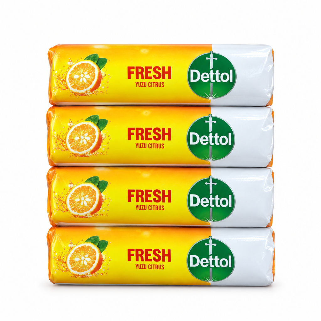 Dettol Fresh Yuzu Citrus Antibacterial Bar Soap 4 Pack