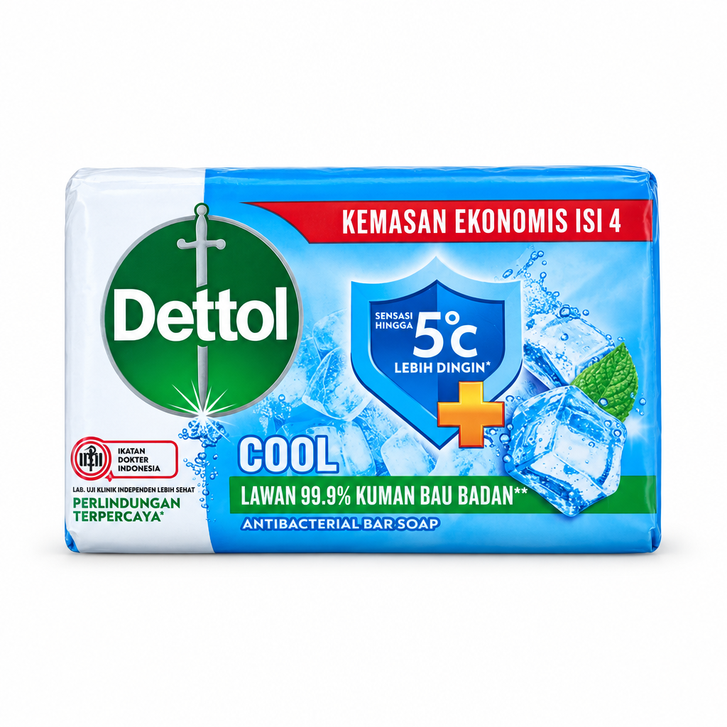 Dettol Cool Antibacterial Soap Bars Menthol & Eucalyptus 4 Pack