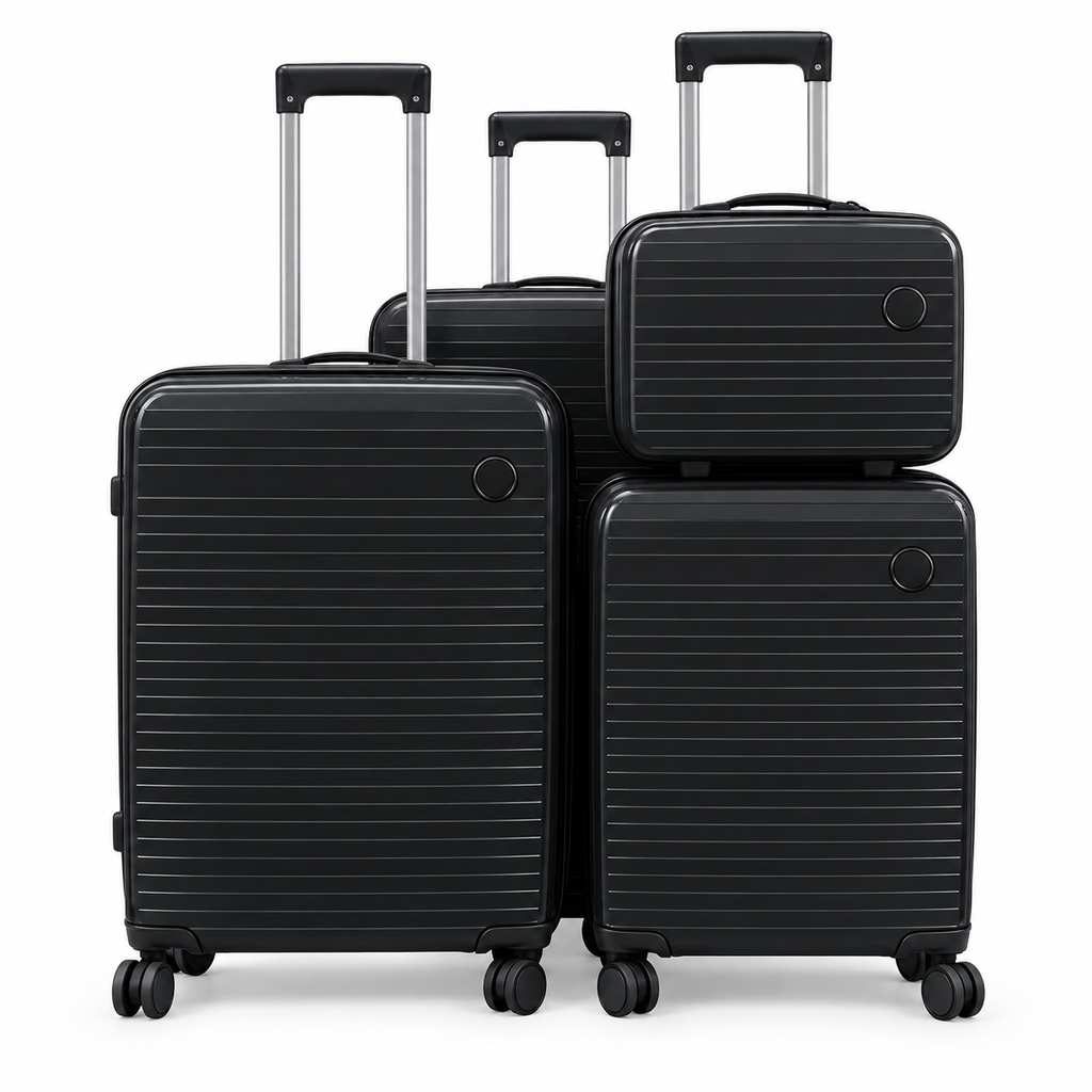 4-Piece Polypropylene Hard Shell Luggage Set with Vanity Case