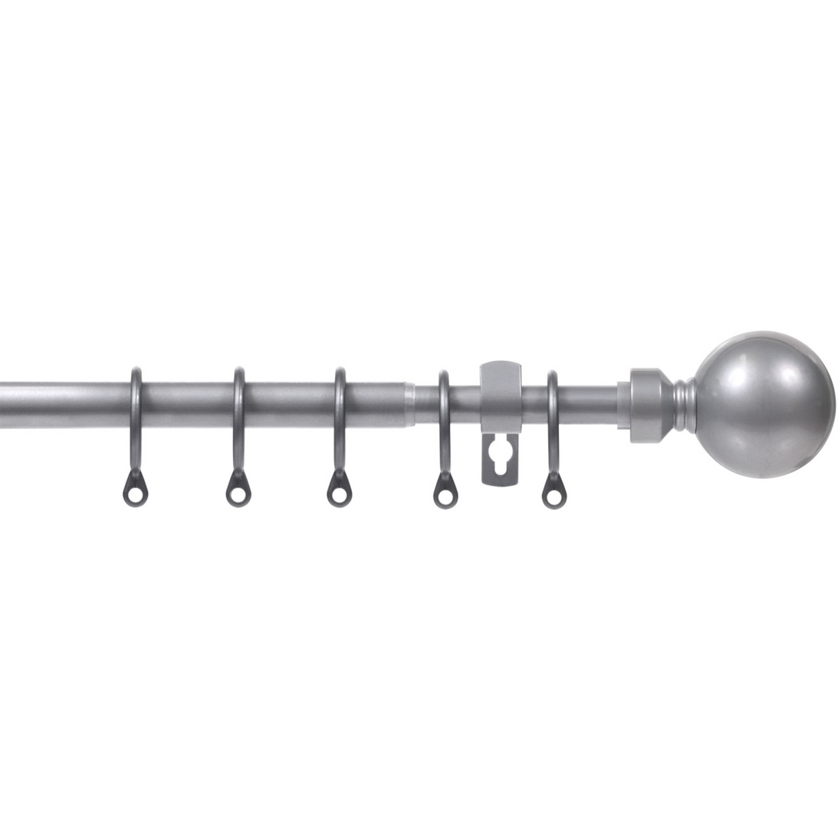 Extendable Metal Curtain Pole Set Silver 16mm Ball End