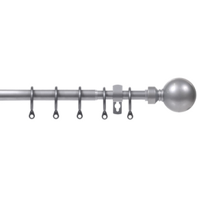 Extendable Metal Curtain Pole Set Silver 16mm Ball End