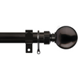 Extendable Metal Curtain Pole Set Black Nickel 28mm Ball End