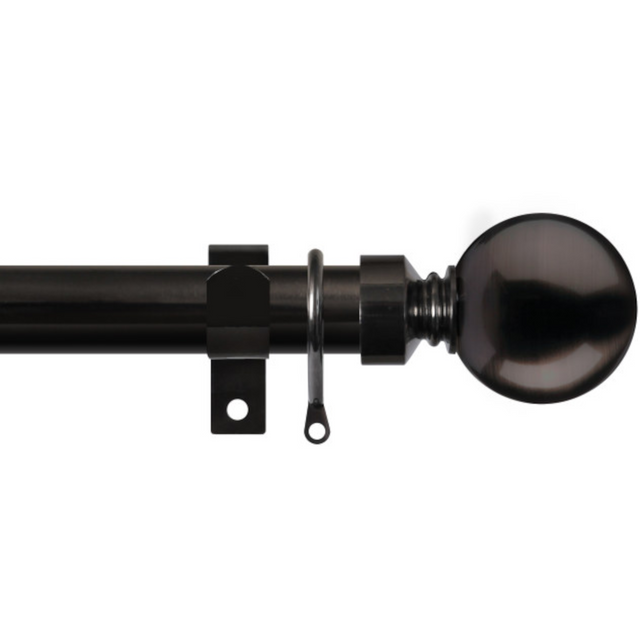 Extendable Metal Curtain Pole Set Black Nickel 28mm Ball End
