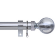 Extendable Metal Curtain Pole Set Polished Silver 28mm Ball End