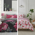 Microfiber Duvet Cover Set Floral Design Double | 2 Pack