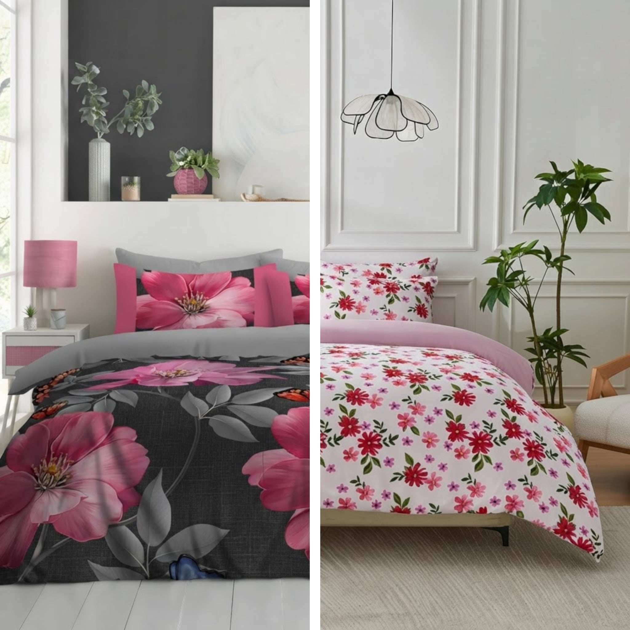 Microfiber Duvet Cover Set Floral Design Double | 2 Pack