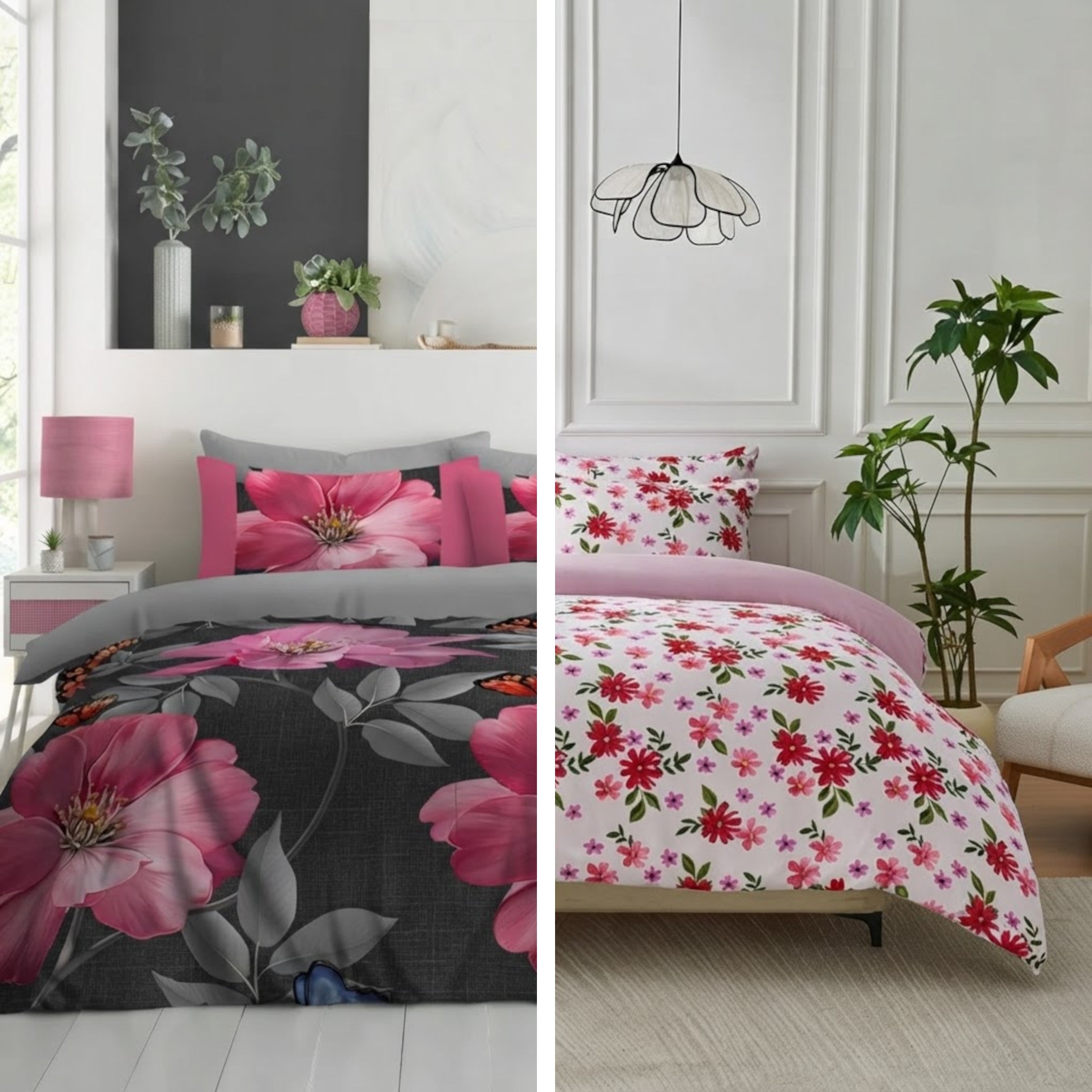 Microfiber Duvet Cover Set Floral Design Double | 2 Pack