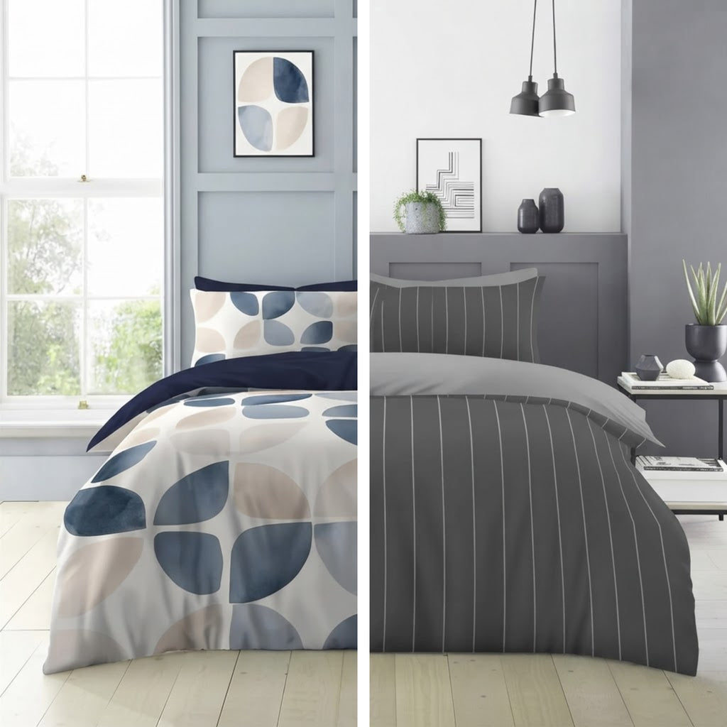 Microfiber Duvet Cover Set Geometric Design Double | 2 Pack