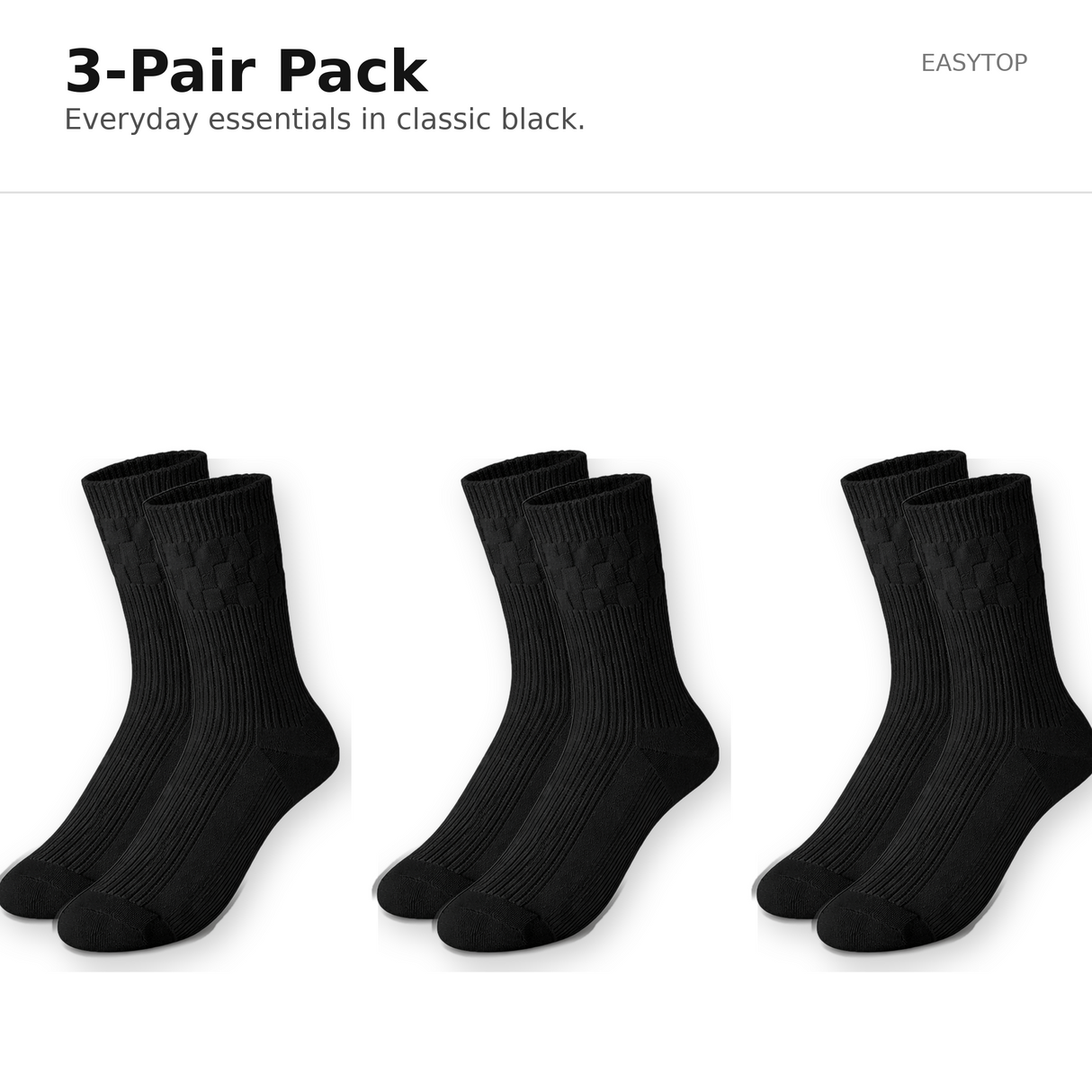 Easytop Cotton Diabetic Socks Black