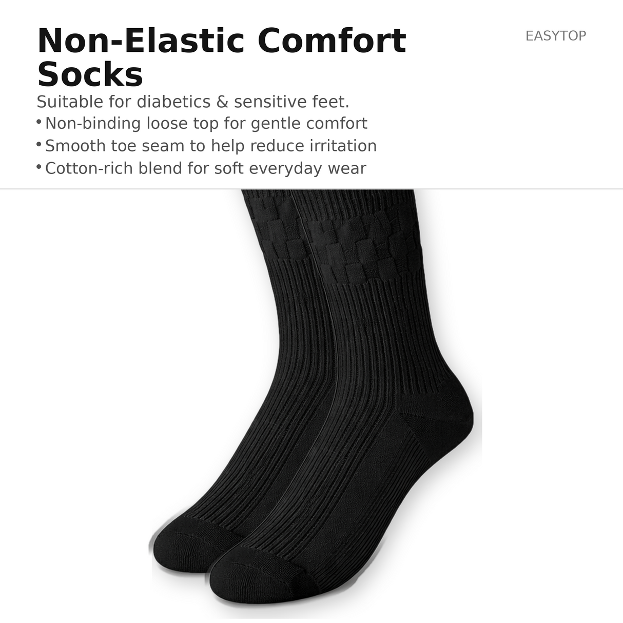 Easytop Cotton Diabetic Socks Black