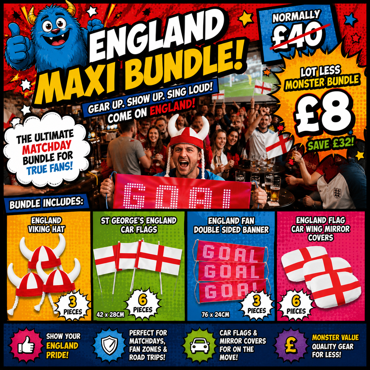 England World Cup Football Fan Maxi Bundle