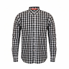 Front Row Long Sleeve Checked Cotton Shirt Black