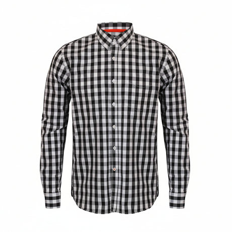 Front Row Long Sleeve Checked Cotton Shirt Black