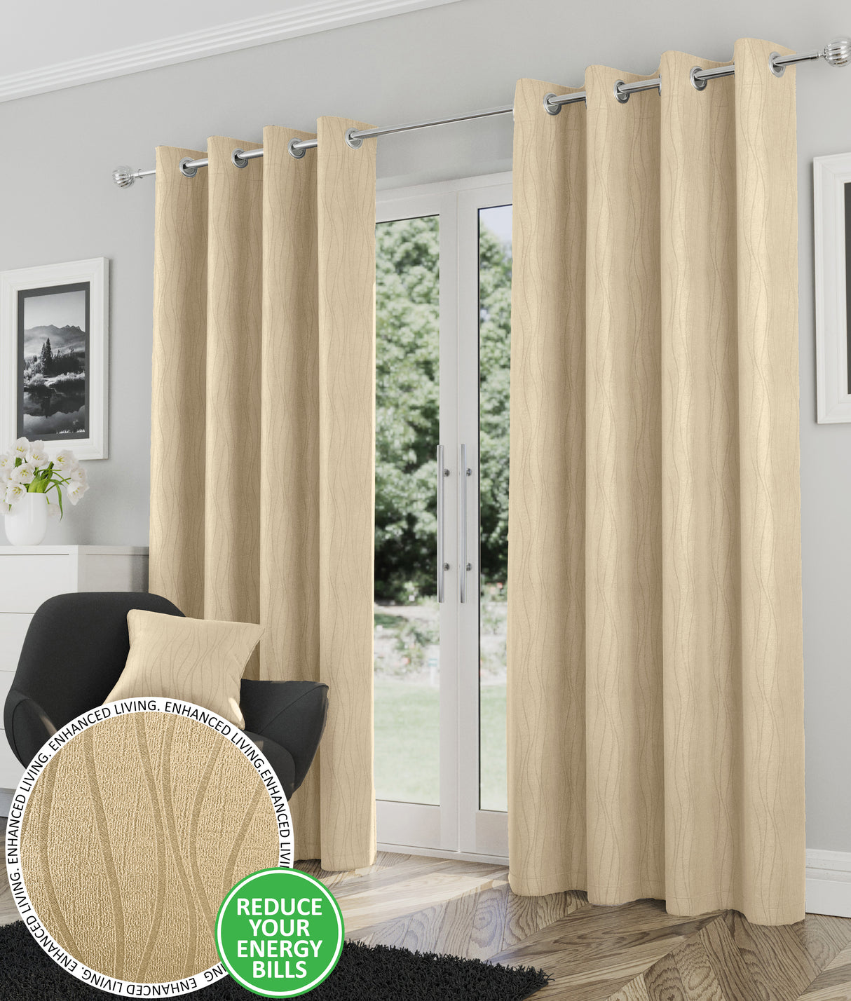 Goodwood Ready Made Blackout Thermal Eyelet Top Curtains