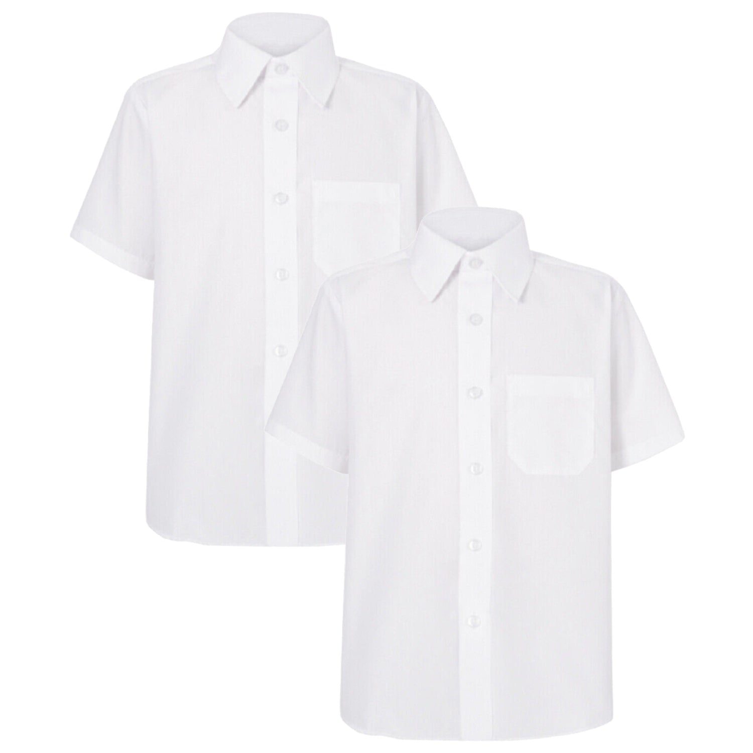 2 Pack Girls Poly Cotton Short Sleeve School Shirts White (3 - 16 Years)