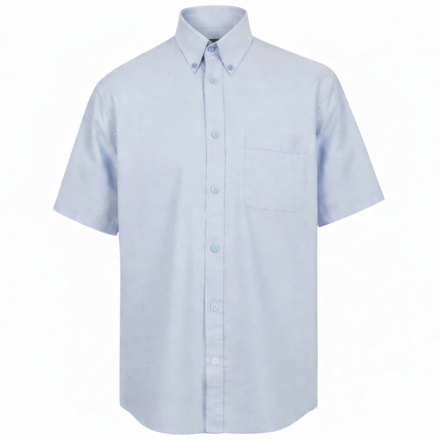 Henbury H555 Mens Short Sleeved Oxford Shirt Blue