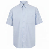 Henbury H555 Mens Short Sleeved Oxford Shirt Blue