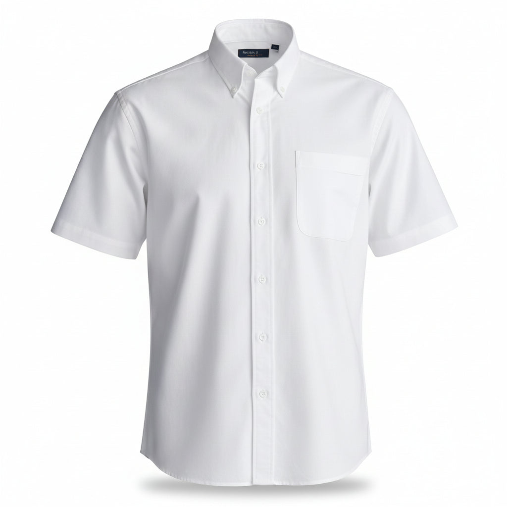 Henbury H555 Mens Short Sleeved Oxford Shirt White