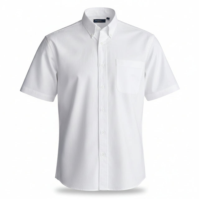 Henbury H555 Mens Short Sleeved Oxford Shirt White