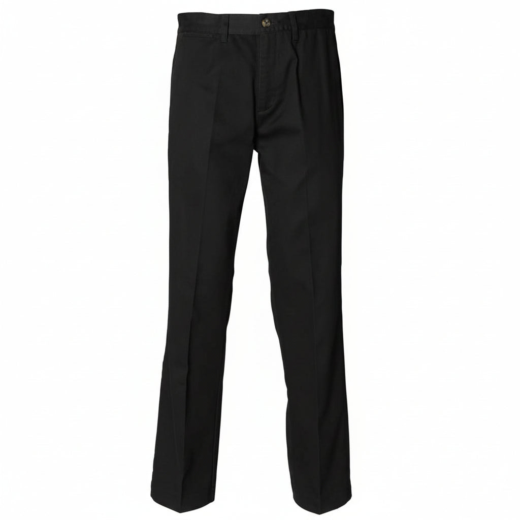 Henbury H608 Men's Teflon Coated Flat Fronted Chino Trousers Black