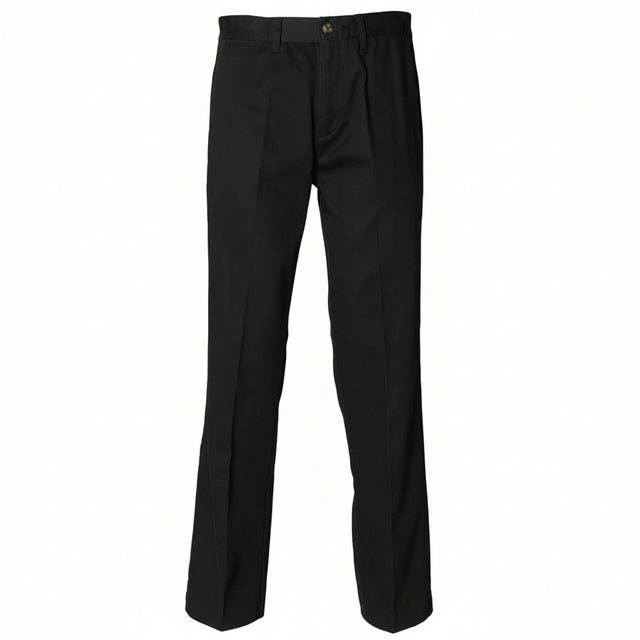 Henbury H608 Men's Teflon Coated Flat Fronted Chino Trousers Black