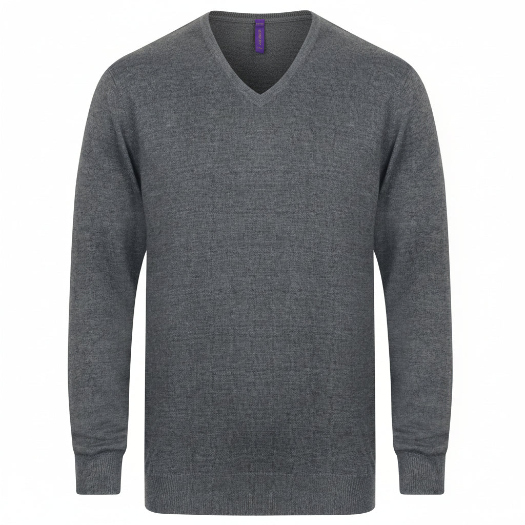 Henbury H720 Men's 12gg V-Neck Jumper Slate Grey