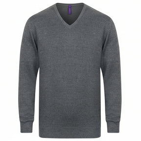 Henbury H720 Men's 12gg V-Neck Jumper Slate Grey