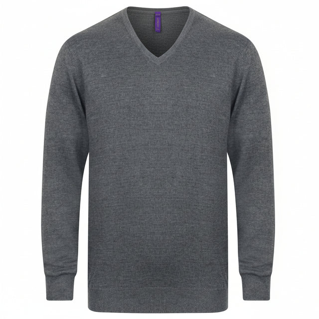 Henbury H720 Men's 12gg V-Neck Jumper Slate Grey