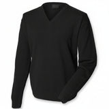 Henbury H730 100% Lambswool V-Neck Jumper Black