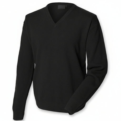 Henbury H730 100% Lambswool V-Neck Jumper Black