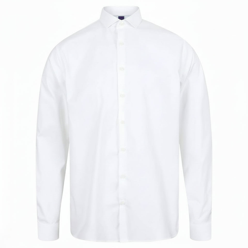 Hensbury H532 Men's Long Sleeve Stretch Shirt White
