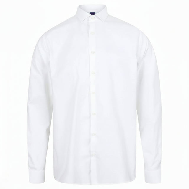 Hensbury H532 Men's Long Sleeve Stretch Shirt White