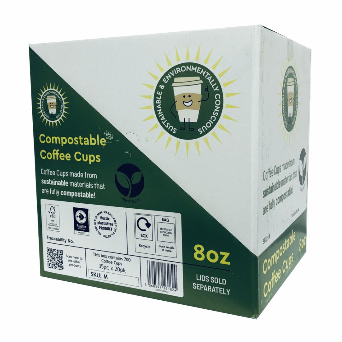 700 Eco Friendly Compostable Disposable Coffee Cups