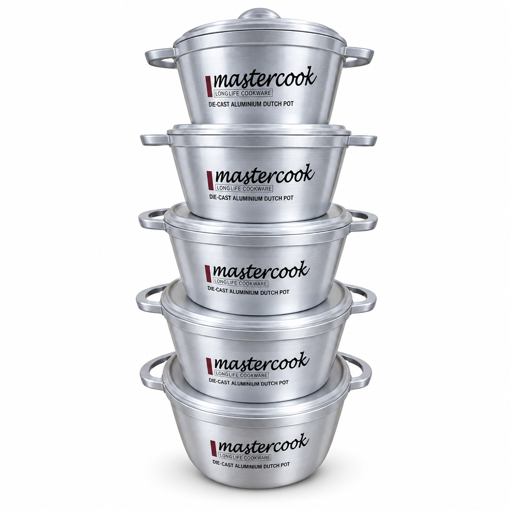 Mastercook Die-Cast Aluminium Dutch Pot with Lid – 20, 22, 24, 26, 28cm