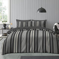 Nest and Rest Junie Stripe Duvet Set King Charcoal Grey Reversible
